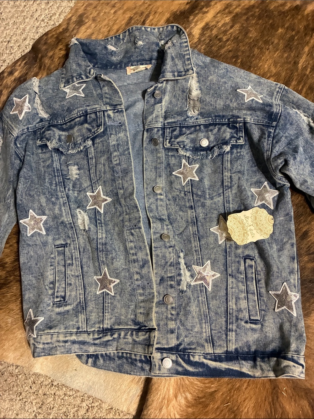 Altered State glitter distressed jacket in medium NWT